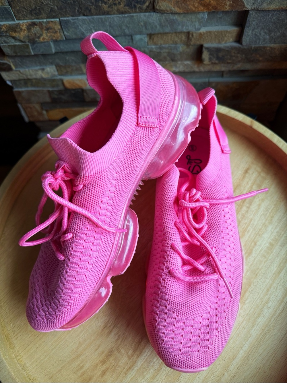 Women’s Bright Pink Knit Slip-On Athletic Sneakers